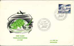 Norway First SAS Flight Trans Asian Express Scandinavia - Singapore 4-11-1967 - Brieven En Documenten