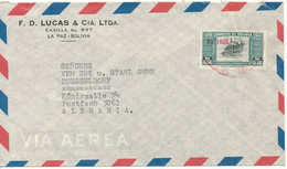 Bolivia Air Mail Cover Sent To Germany 1948 ?? With Overprinted Single Stamp - Bolivia