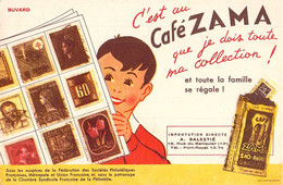 VIEUX PAPIERS BUVARD 13 X 21 CM CAFE ZAMA TIMBRES PHILATELIE - Café & Thé
