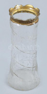 Régi üveg Váza, öntött, Kopott Aranyozással, M: 20 Cm - Verre & Cristal