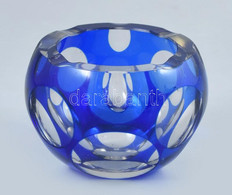 Ólomkristály Kék Hamutál, Kopásnyomokkal, D: 9 Cm - Verre & Cristal