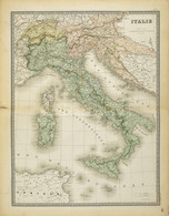 1862 E. Andriveau-Goujon: Olaszország Nagyméretű Térképe Acélmetszet. 46x62 Cm / 1861 E. Andriveau-Goujon: Etched Map Of - Non Classés