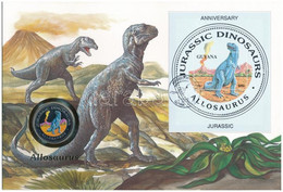 Egyenlítői-Guinea 1993. 1000Fr Cu-Ni "Allosaurus" Felbélyegzett Borítékban, Bélyegzéssel, Német Nyelvű Leírással T:1 Equ - Non Classés