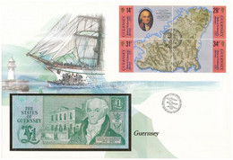 Guernsey 1980-1989. 1P Felbélyegzett Borítékban, Bélyegzéssel T:I  Guernsey 1980-1989. 1 Pound In Envelope With Stamp An - Non Classés