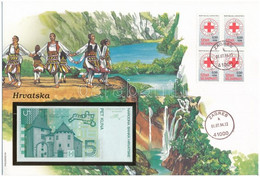 Horvátország 1993. 5K Felbélyegzett Borítékban, Bélyegzéssel T:I  Croatia 1993. 5 Kuna In Envelope With Stamp And Cancel - Non Classés