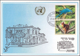 UNO GENF 1999 Mi-Nr. 301 Blaue Karte - Blue Card  Mit Erinnerungsstempel RICCIONE - Lettres & Documents