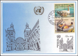 UNO GENF 2000 Mi-Nr. 308 Blaue Karte - Blue Card  Mit Erinnerungsstempel LYON - Cartas