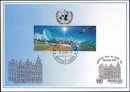 UNO GENF 2000 Mi-Nr. 309 Blaue Karte - Blue Card  Mit Erinnerungsstempel BRÜSSEL - Cartas