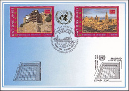UNO GENF 2000 Mi-Nr. 314 Blaue Karte - Blue Card  Mit Erinnerungsstempel MADRID - Cartas