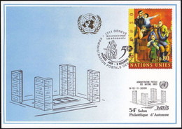 UNO GENF 2000 Mi-Nr. 315 Blaue Karte - Blue Card  Mit Erinnerungsstempel PARIS - Cartas