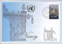 UNO GENF 2001 Mi-Nr. 320 Blaue Karte - Blue Card  Mit Erinnerungsstempel NANCY - Cartas
