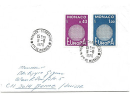 430 - 39 - Enveloppe Envoyée De Monaco En Suisse 1970 - 2 Timbres Europa - Storia Postale