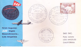 GREENLAND : FIRST REGULAR SAS FLIGHT : SCANDINAVIA - LOS ANGELES : 15 NOVEMBER 1954 - Covers & Documents