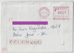 Brazil 1997 Cover Sent From Jaraguá Do Sul Agency Barra Do Rio Molha To São José Meter Stamp Frama M/E - Cartas