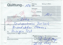 Quittung Testzentrum Durbach Antigen-Test Patronus Protection Sicherheitsdienst Offenburg - Altri & Non Classificati