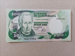 Billete De Colombia De 200 Pesos Oro 1992, UNC - Colombia