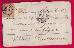 GUERRE 1870 N°30 GC 2145 LYON LES TERREAUX POUR CAMP DE GLOCAU SILESIE PRUSSIENNE ALLEMAGNE 4 DEC 1870 LETTRE FRANCE - Guerre De 1870