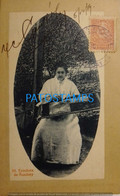 190830 PARAGUAY COSTUMES TEJEDORA DE ÑANDUTY CIRCULATED TO ARGENTINA POSTAL POSTCARD - Paraguay
