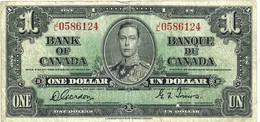 CANADA $1 DOLLAR KGVI HEAD FRONT WOMAN BACK DATED 2-1-1937 P58c SIGN. GORDON-TOWERS F+ READ DESCRIPTION - Kanada