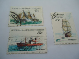 AUSTRALIAN  ANTARCTIC  TERRITORY   3 USED STAMPS BOATS     SHIPS - Other & Unclassified