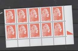 FRANCE / 2022 / Y&T N° 5254A ** : Marianne D'YZ Philaposte (de Feuille Gommée) 1.00 € Orange X 10 CdF Inf D Av Triangle - Unused Stamps