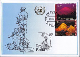 UNO GENF 2002 Blaue Karte - Blue Card  Mit Erinnerungsstempel ROM - Lettres & Documents