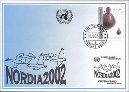 UNO GENF 2002 Blaue Karte - Blue Card  Mit Erinnerungsstempel KRISTIANSAND - Lettres & Documents