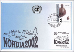 UNO GENF 2002 Mi-Nr. 335 Blaue Karte - Blue Card  Mit Erinnerungsstempel KRISTIANSAND - Storia Postale