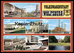 ÄLTERE POSTKARTE VOLKSWAGENSTADT WOLFSBURG VOLKSWAGEN WERK PORSCHESTRASSE BAHNHOFSPASSAGE STADTHALLE SCHLOSS - Wolfsburg