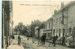 Conty * Rue Du Village * La Poste Et Le Pont Sur La Selle * Ptt Facteurs à Vélo * Villageois - Conty