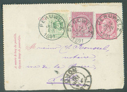 N°45-46 En Complément Sur E.P. Carte Lettre Daté De BON SECOURS Type 46 Obl. Sc PERUWELZ 14 Juin 1891 Vers Lille - 19919 - Cartas-Letras