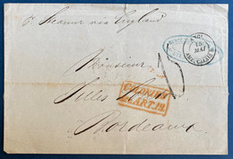 Lettre D'Argentine  Bordeaux /France Par Steamer Anglais: Dateur Buenos Ayres Anglais + Taxe 15 +entrée Sans Millésime - Vorphilatelie