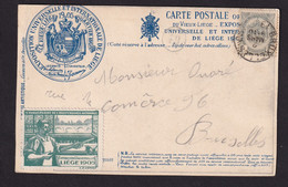 371/37 - Expo Universelle LIEGE 1905 - Carte Du Vieux-Liège TP Armoiries BRUXELLES - TB Vignette Armurerie Liégeoise - 1905 – Liegi (Bélgica)