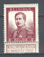 België Nr 122-V XX Cote €575 Perfect - 1901-1930