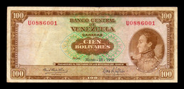 Venezuela 100 Bolívares Simón Bolívar 18.03.1969 Pick 48f T. 001 BC F - Venezuela