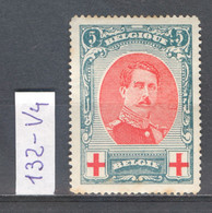 België Nr 132-V4 X Cote €27,50 - 1901-1930