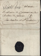 Guyenne 44 Tarn Et Garonne 82 Marque Postale MONTAUBAN (45x5) De Montricoux 20 DEC 1784 Lenain N°10 Cachet Cire - 1701-1800: Précurseurs XVIII