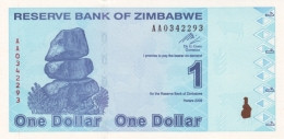 Zimbabwe (RBZ) 1 Dollar 2009 UNC Cat No. P-92a / ZW183a - Zimbabwe