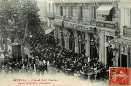 Béziers * Façade Devanture Grand Café Glacier Hôtel Joseph HUMARAU Propriétaire * Coiffeur ROUANET - Beziers