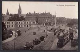 Vintage Postcard The Square Bournemouth Trams Early Cars Street Scene - Bournemouth (until 1972)
