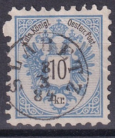 MiNr. 47A Österreich 1883, 15. Aug. Freimarken: Doppeladler - BLINDZAHN Und Vollstempel SLABETZ - Abarten & Kuriositäten