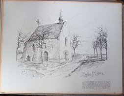 ST.LIEVENS ESSEN   - LITHOGRAPHIE DE ARMAND HEINS - 37 X 26 CM  - LE FERME DE L'AVRYE  ==     2 AFBEELDINGEN - Herzele