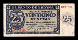 España Spain 25 Pesetas Burgos 1936 Pick 99 Serie O SC UNC - 25 Pesetas