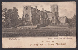 Printed Postcard Priory Church From The Meadow Christchurch Dorset The Wrench Series Publisher 1907 Edwardian - Bournemouth (until 1972)