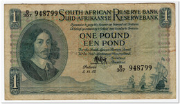 SOUTH AFRICA,1 POUND,1957,P.92d,FINE,SMALL TEAR - Afrique Du Sud