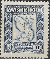 MARTINIQUE 1947 Postage Due - Map Of Martinique - 10c. - Blue MH - Strafport