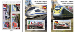 Togo 2022, Speed Trains In Europe, 4val In BF+2BF - Togo (1960-...)