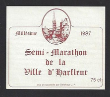 Etiquette De Vin De Table  -  Semi Marathon De La Ville D'Harfleur (76)  -  Thème Course à Pieds, Cross - Andere & Zonder Classificatie