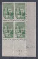 MONACO - N° 277 - Bloc De 4 COIN DATE - NEUF SANS CHARNIERE - 16/4/46 - Unused Stamps