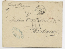 GUYANE CAYENNE 2 MAI 1878  LETTRE COVER TO BORDEAUX  + TAXE TAMPON 14 + VERSO MARITIME - Brieven En Documenten